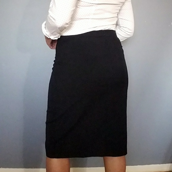 BLACK FAUX WRAP PENCIL SKIRT - Picture 3 of 7